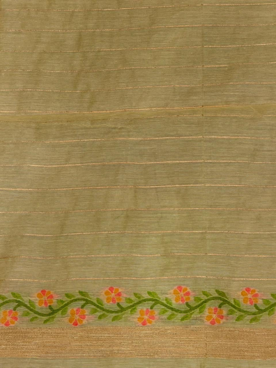 Pastal Yellow Chanderi silk cotton Jamdani woven saree- PBRJ5