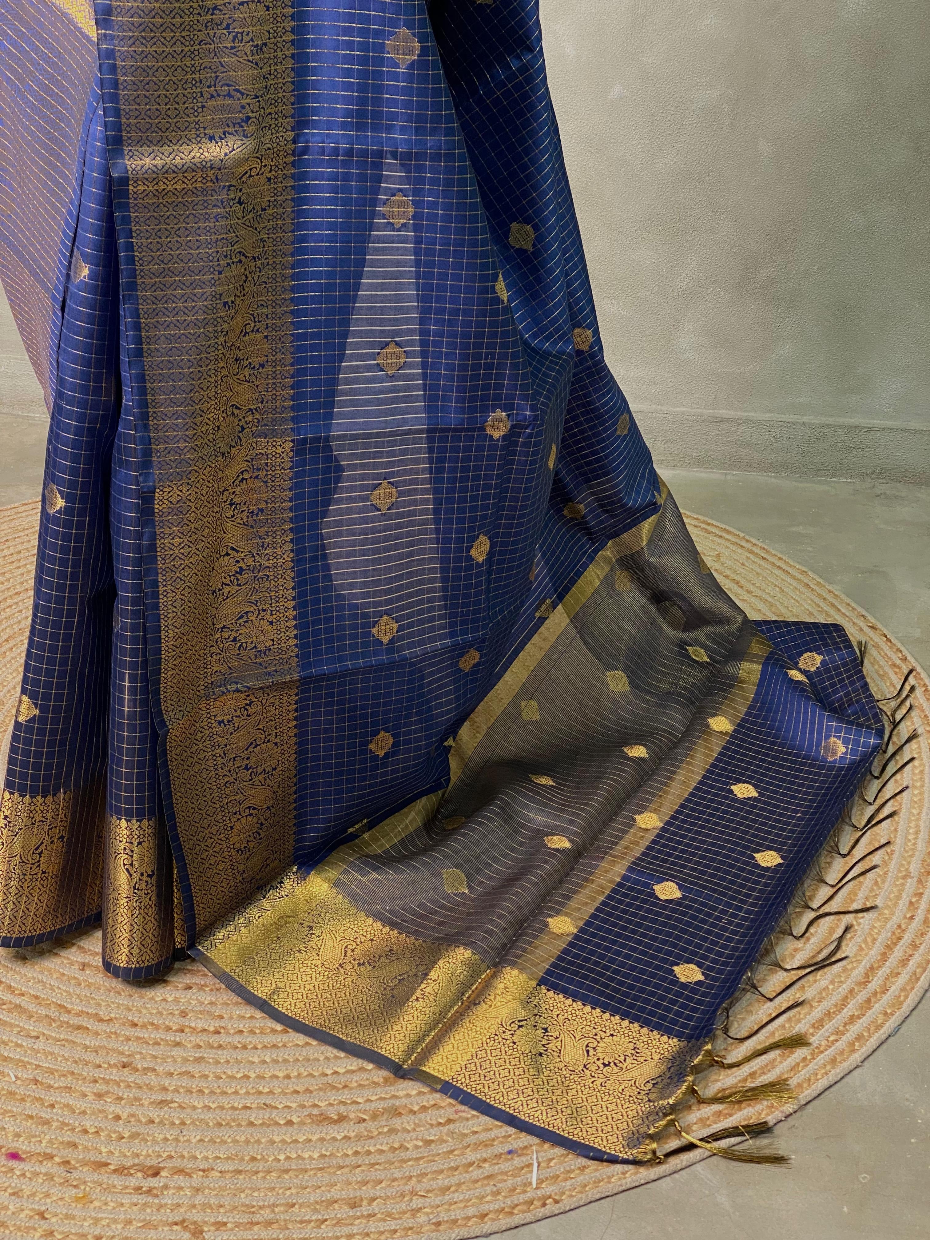 Navy Blue banarasi silksaree - AISHCK9A