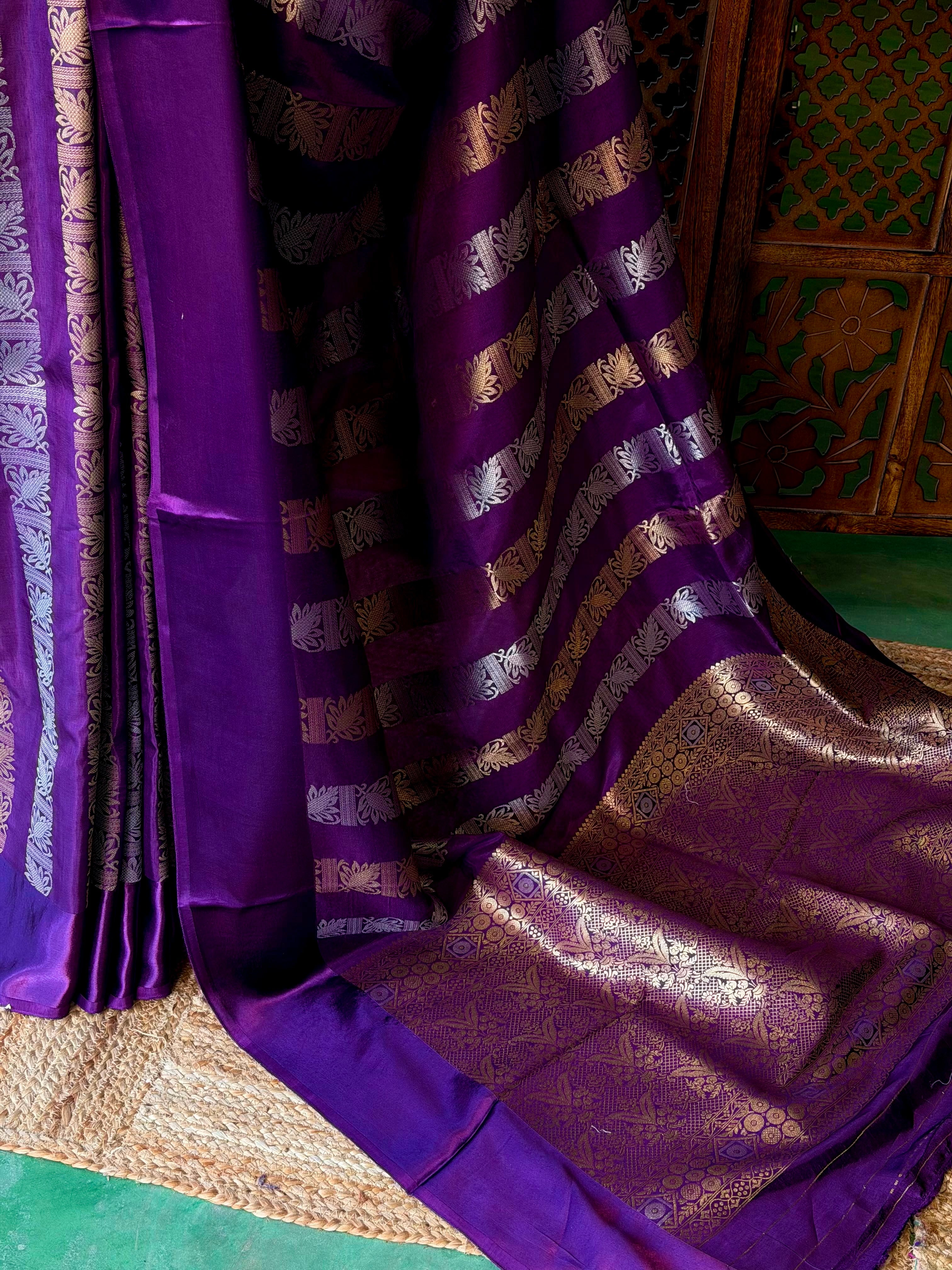 Violet Banarasi Crape silk saree - PBRHC8