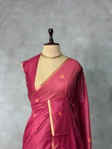 Maroon Chanderi silk cotton Jamdani woven saree- PBRJ8