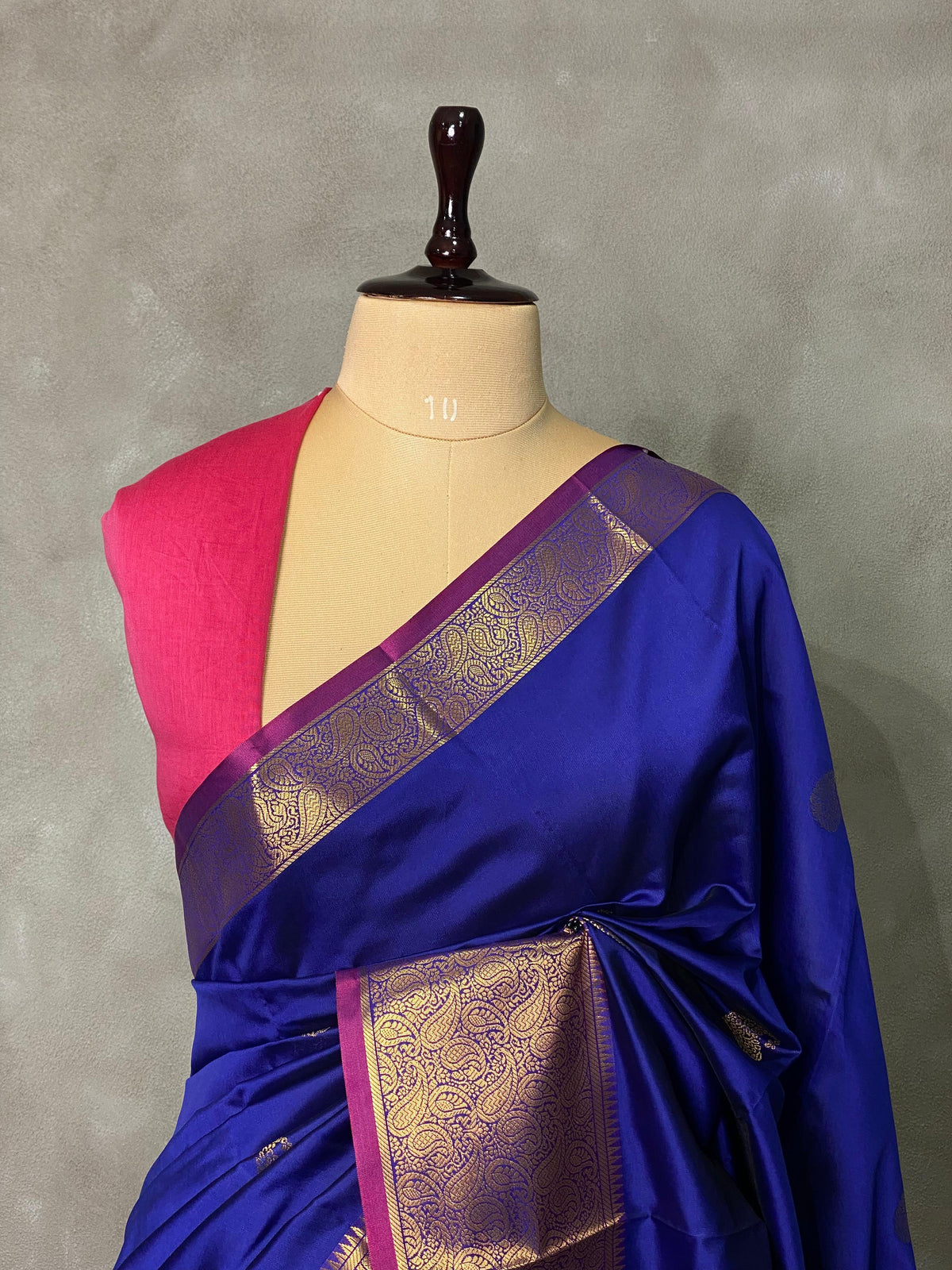 Royal blue and purple semi kanchipuram soft silk saree - PSSN4