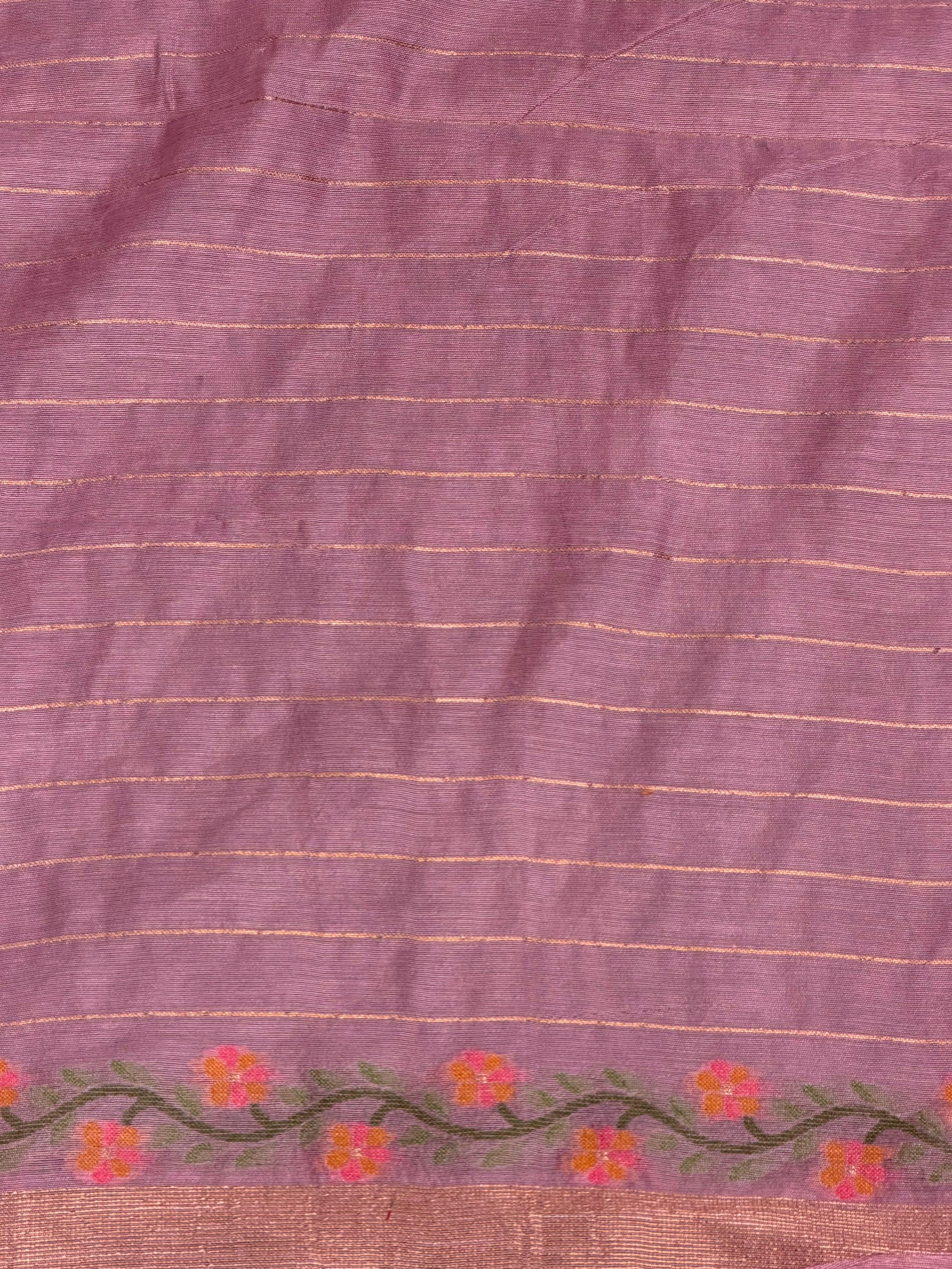 Pink Chanderi silk cotton Saree Jamdani woven - PBRJ1