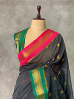 Black and Green Chanderi saree- PCS06B
