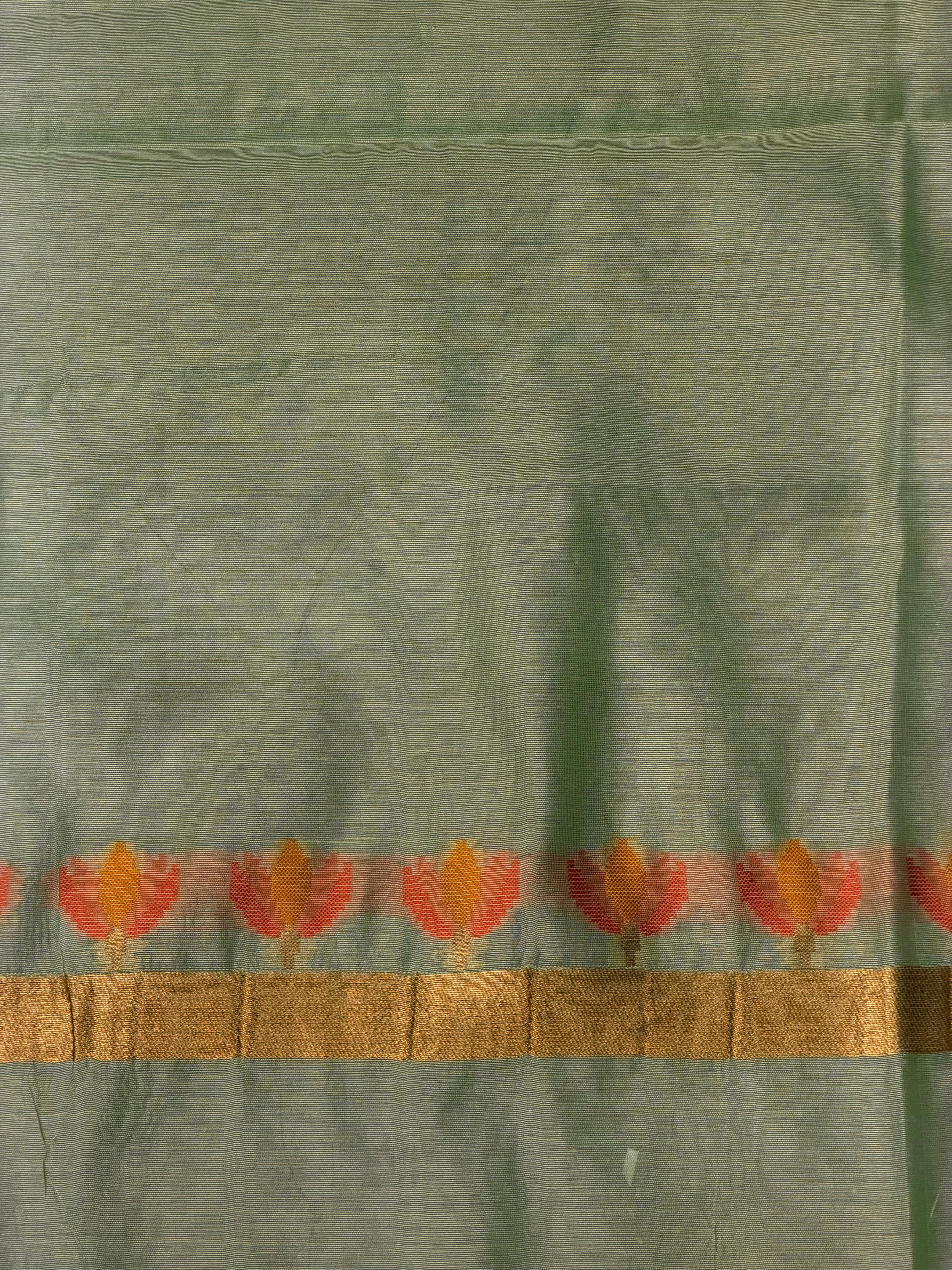 Pastal Green Chanderi silk cotton Jamdani woven saree- PBRJ16