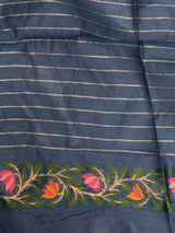 Blue Chanderi silk cotton Jamdani woven saree- PBRJ23