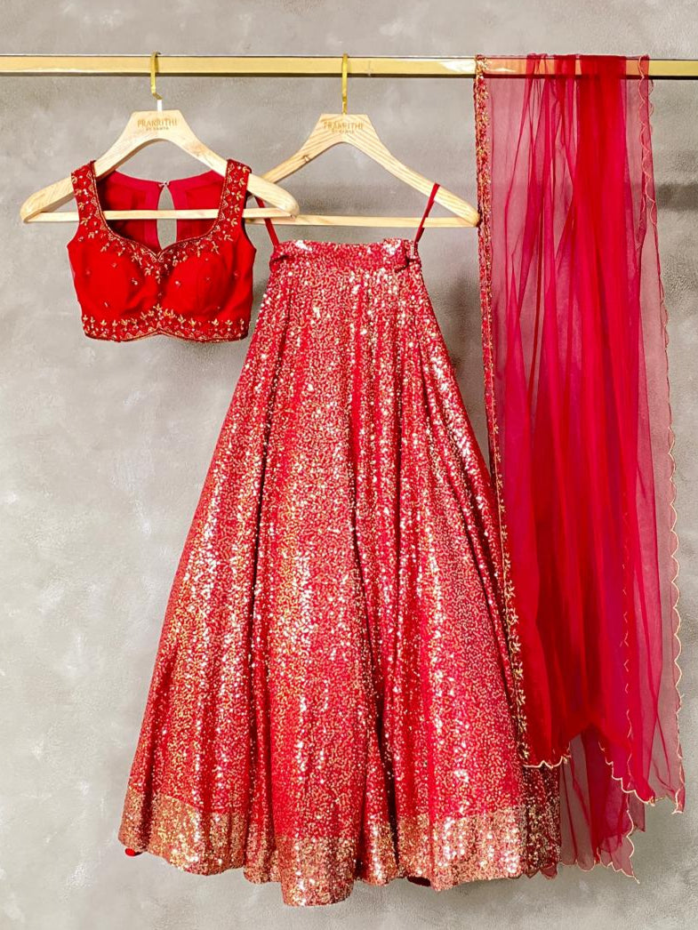 Red lehenga set - PL17