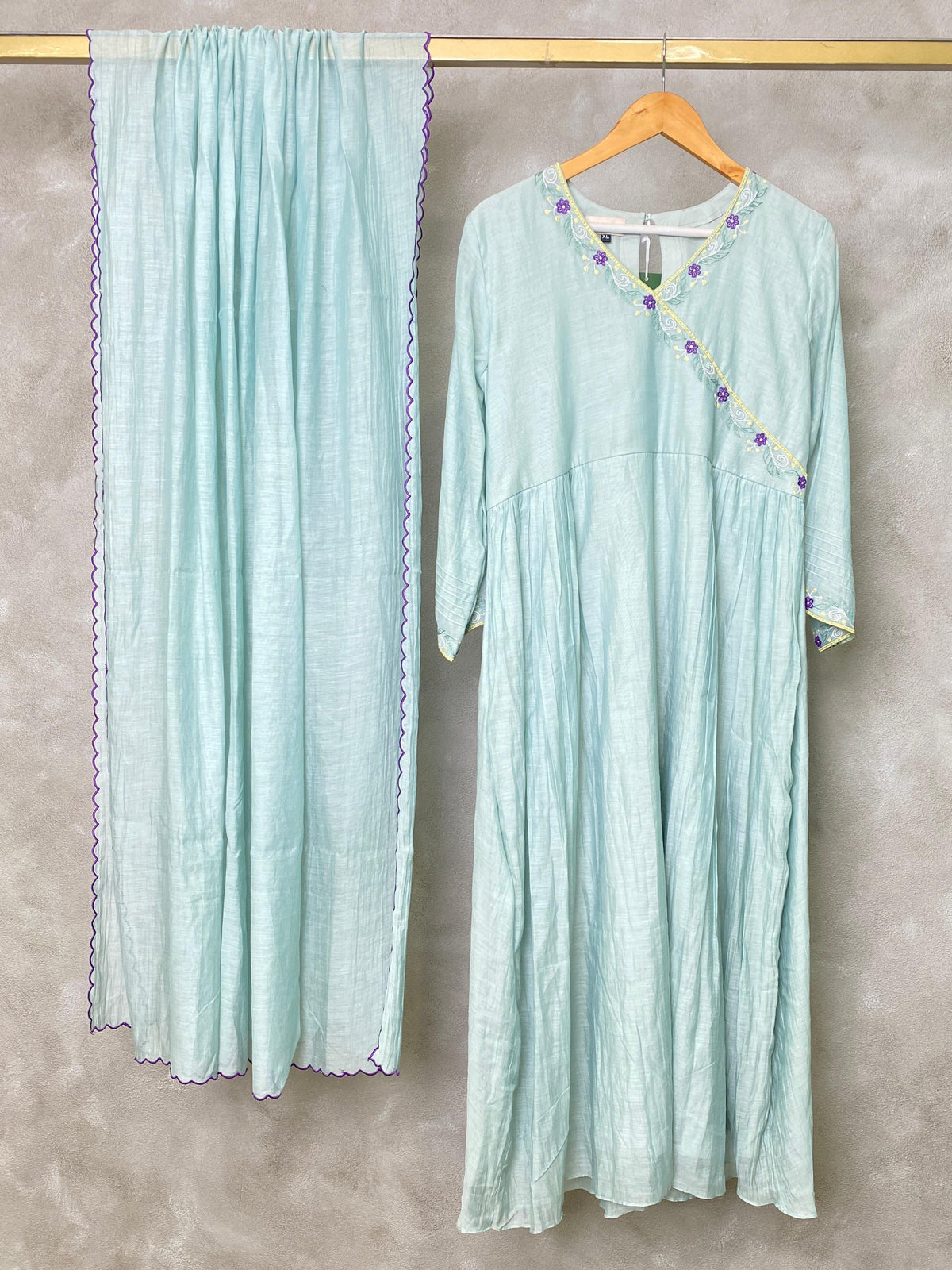 Lightblue chanderi salwar set- SNL36