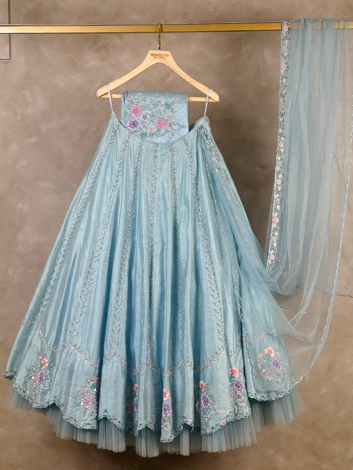 Skyblue Rawsilk Lehanga - PL16
