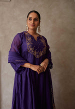 Deep purple chanderi set - SNL04