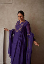 Deep purple chanderi set - SNL04