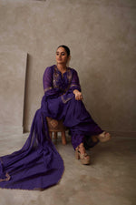 Deep purple chanderi set - SNL04