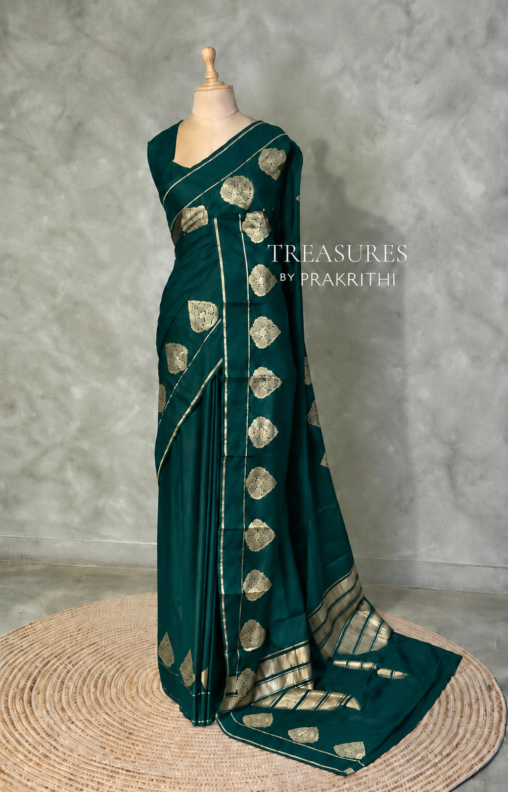 Peacock blue crape silk saree - PBRNAK2K