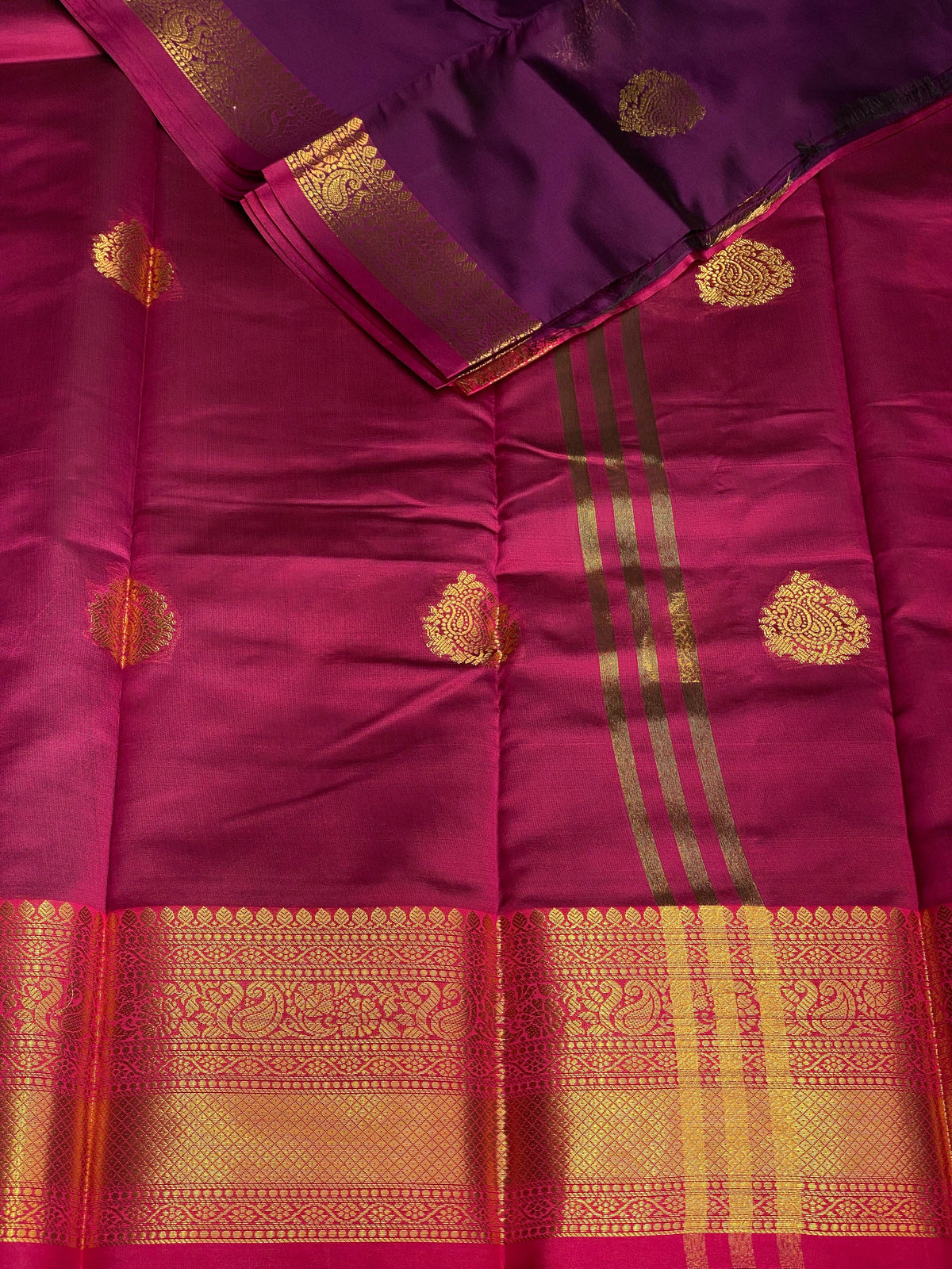 wine and purple semi Kanchipuram Soft Silk saree - PSSN11
