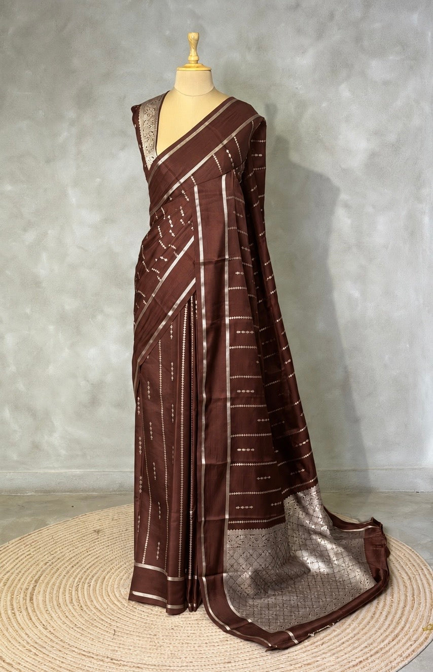 Coffee Brown soft Gajji silk saree  - PBRNAK5C