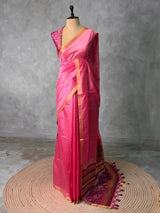 Lotus Pink Chanderi Silk cotton saree- PBR60Jj