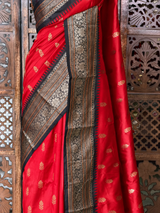 Red and black Silk saree - PBRZU12D