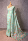 Pastal Blue Chanderi silk cotton Jamdani woven saree- PBRJ38