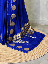 Royal blue crape silk saree - PBRNAK2D