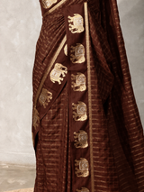 Brown Chanderi silk cotton Saree - PBRFA2E