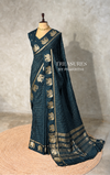 Peacock Blue Chanderi silk cotton Saree - PBRFA2D