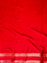 Green and Red Banarasi Crape silk saree - PBRHE1