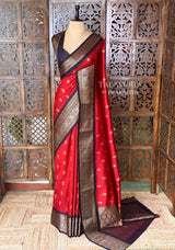Red and black Silk saree - PBRZU12D