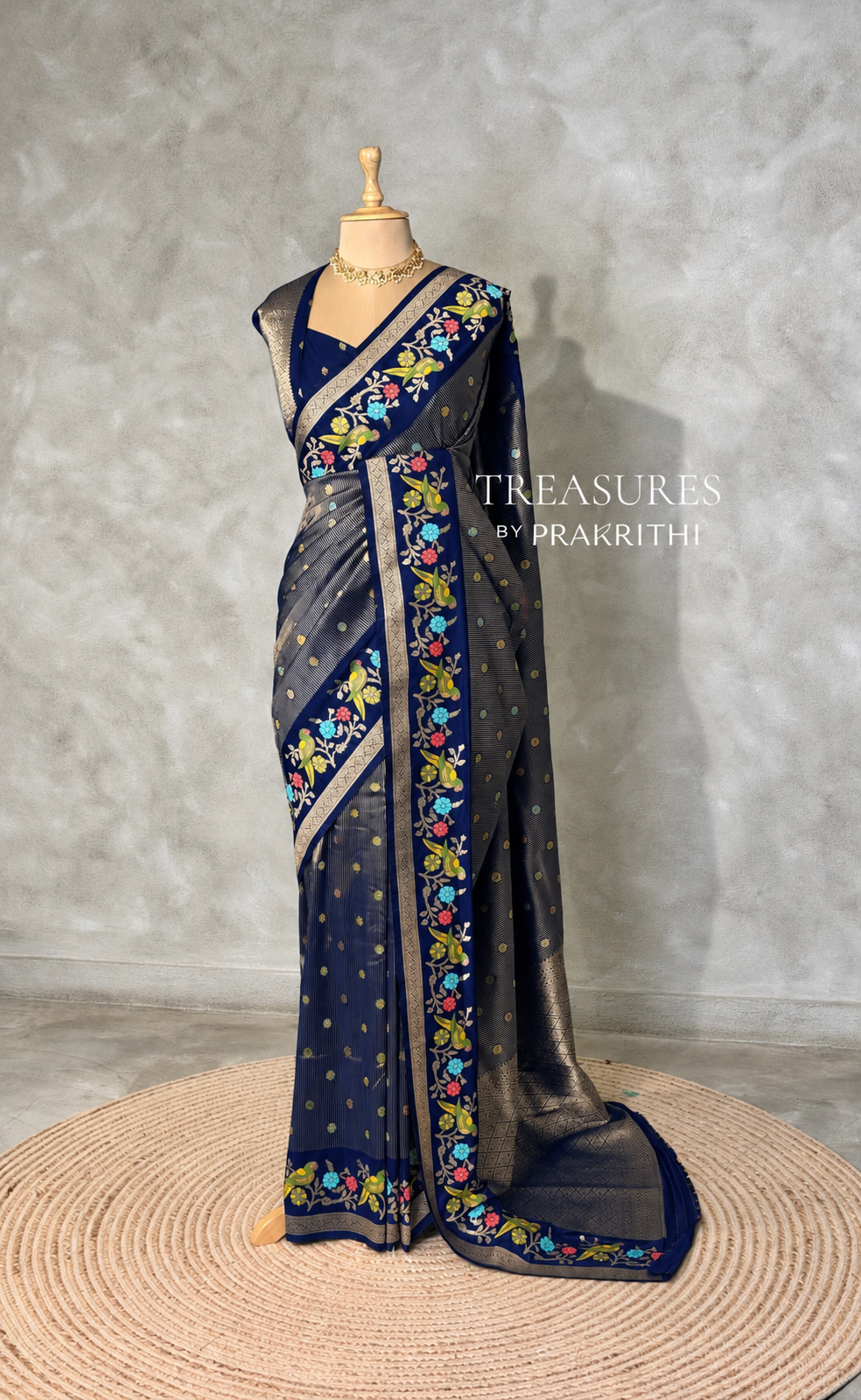 Navy Blue Banarasi crape silk saree - PBRNAK3G