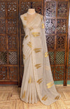 Pale white and gold organza silk saree- PBRRB1C