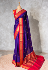 Violet and Red Silk saree - PBRZU13D