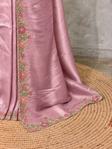 Mauve Pink soft tissue silk Designer saree- PBRCK6C