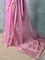 Pink Chanderi silk cotton Jamdani woven saree- PBRJ22
