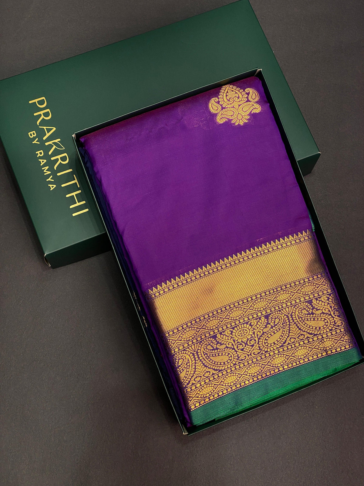 Violet and green semi Kanchipuram Soft Silk saree - PSSN12