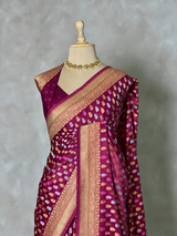 Burgundy Satin silk Saree - PBRKIV6