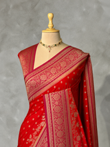 Orange and rani pink Georgette saree- PBRSB1J