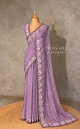 Dark Lavender Organza Designer saree- PBRCK7D