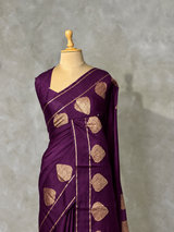 Deep wine crape silk saree - PBRNAK2L