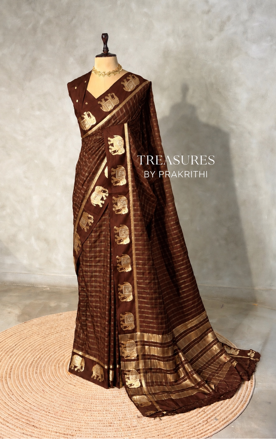 Brown Chanderi silk cotton Saree - PBRFA2E