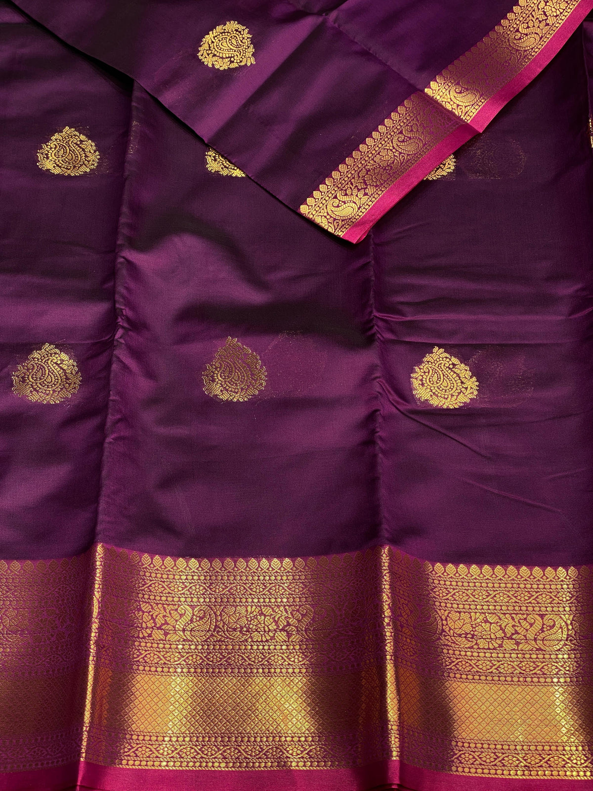 wine and purple semi Kanchipuram Soft Silk saree - PSSN11