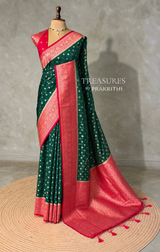 Dark green and Dark pink Dola silk saree- PBRSB2K