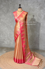 Gold and Peach tissue banarasi Saree - PFAZ26