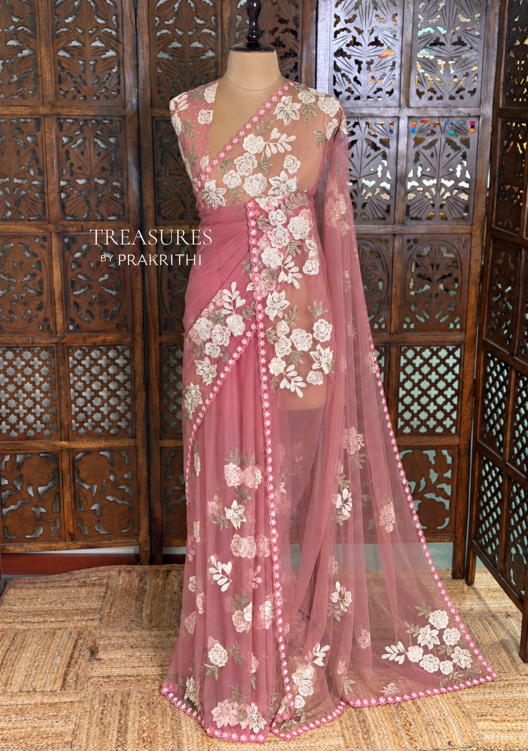 Pink Net Designer saree- PBRCK3