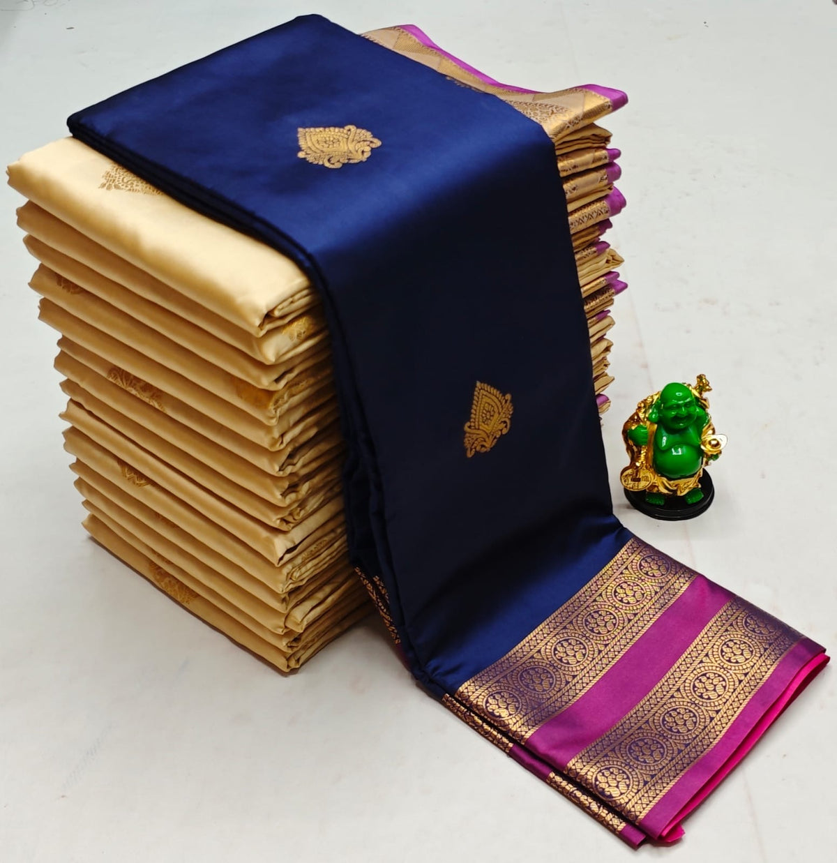 Blue and purple semi Kanchipuram Soft Silk saree - PSSONB