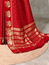 Red Chanderi silk cotton Saree - PBRFA2F