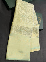 Pastal green Soft satin brocade Silk Saree - PBRMJ8E