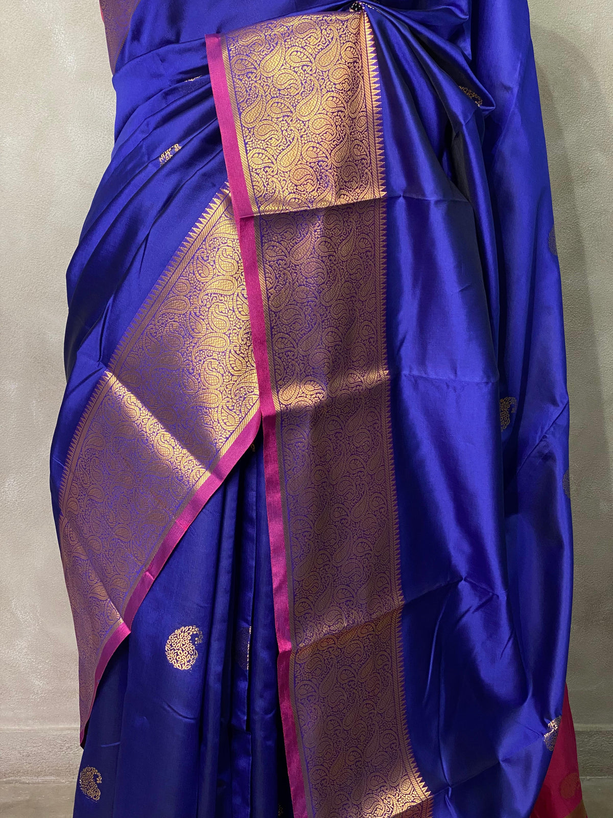 Royal blue and purple semi kanchipuram soft silk saree - PSSN4