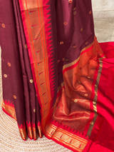 Maroon and Red Silk saree - PBRZU13B