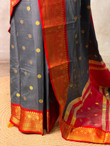 Black and Red banarasi silk saree -PASILK2
