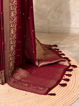 Maroon Viscose Silk Saree - PBRATH8E
