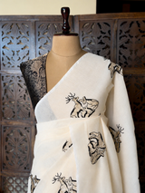 Off white Chanderi cotton silk saree - PBR67A