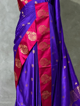 Violet and Magenta satin Banarasi silk saree - PRAZ6E